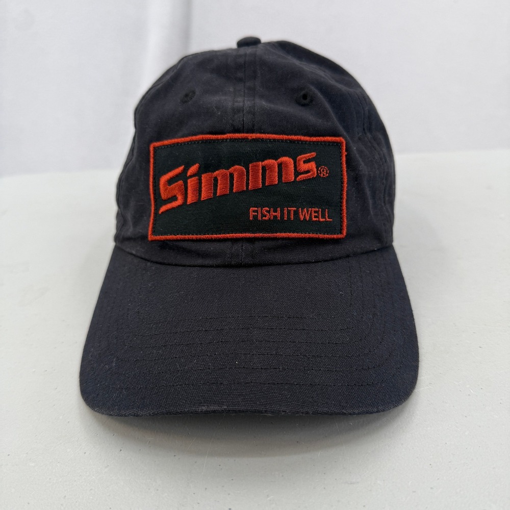 Simms Fishing Hat Mens OSFM Black Fish It Well Patch Snapback Baseball Cap